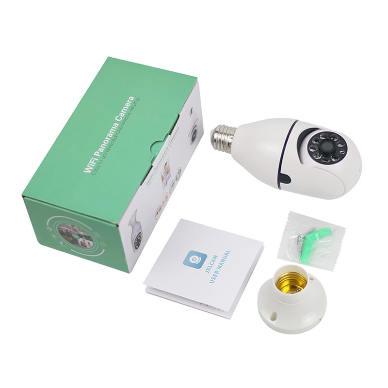ถ่าย 360° แบบไม่มีมุมตาย กล้องหลอดไฟ กล้องวงจรหลอดไฟ （E27หลอดไฟ）Wifi กล้อง ZHONGXING HD อินฟราเรด Night Vision