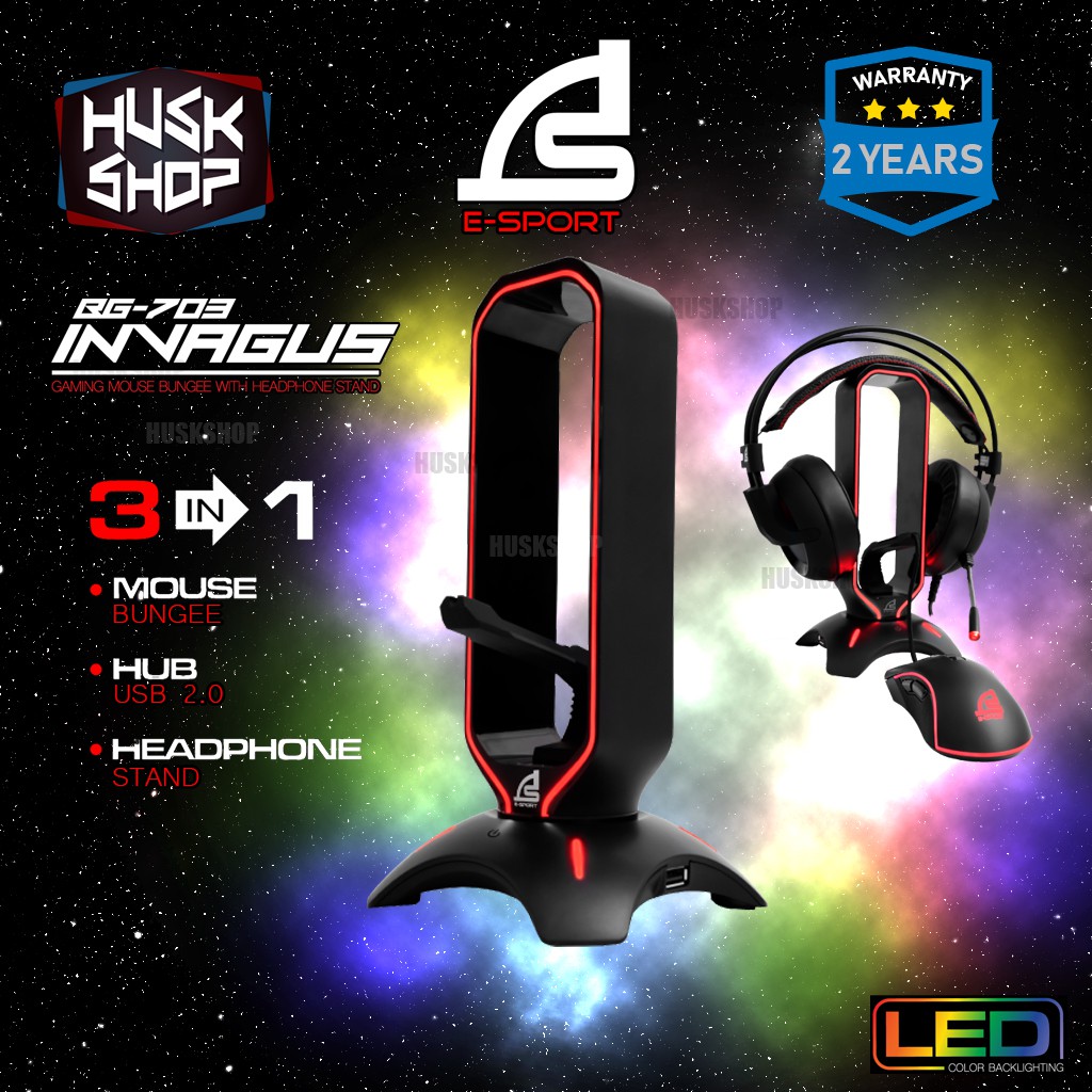 ขาตั้งหูฟัง เมาส์บันจี้ (3in1) SIGNO BG-703 Bungee Mouse (2 port usb) E-Sport ประกันศูนย์ 2 ปี