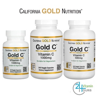 &lt; พร้อมส่ง&gt; California Gold Nutrition , Gold C , Vitamin C , 500 mg / 1,000 mg , 60 / 240 แคปซูล - วิตามินซี