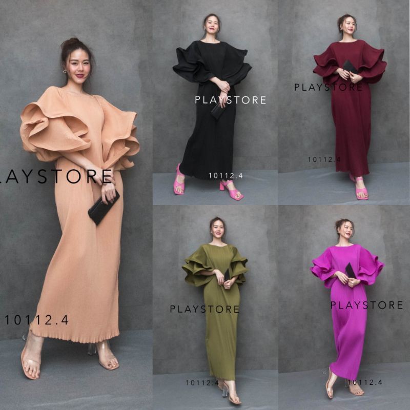Mirrorsister #10112.4 เดรสอัดพลีททรงสวยเริ่ด ชุดออกงาน เดรสพลีท ชุดไปงาน