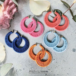 Colorful Knit Hoop Earrings ต่างหู ตุ้มหู ห่วง ไหมพรม สีสัน สดใส