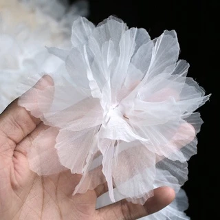 ผ้าลูกไม้ ปักลายดอกไม้ 3D สําหรับตกแต่งเสื้อผ้า 10 ชิ้น