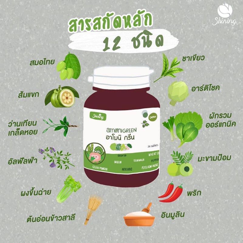 amoni green ไฟเบอร์ แท้💯