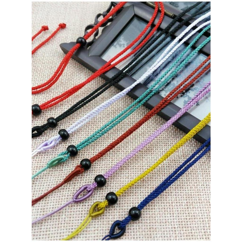 สั่งมากกว่า 199 ส่งของ ♞สร้อยคอเชือกถัก ประดับลูกปัดหยก สีเขียว ปลอดภัย สีดํา สําหรับผู้ชาย และผู้หญิง DIY