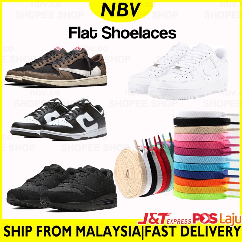 Nbv เชือกผูกรองเท้าแบน Tali Kasut Hipster เชือกผูกรองเท้าผ้าฝ้ายสําหรับรองเท้าผ้าใบ Dunk Low Air For