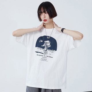 100% cotton short-sleeved T-shirt womens Korean-style summer New loose boyfriend style personality printed all-matching