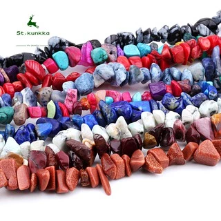 St.kunkka 1 ชิ้น 16 นิ้ว 5-8mm หินธรรมชาติลูกปัดคริสตัลสร้อยข้อมือสร้อยคอทำเครื่องประดับ DIY สร้อยหินแ