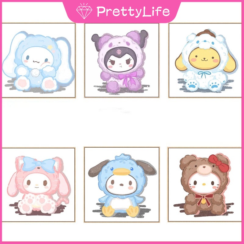 (พร้อมส่ง) Sanrio ชุดงานจิตรกรรมเม็ดบีด ทรงเพชร คริสตัล 5D ขนาด 30 X 30 ซม. สําหรับตกแต่งบ้าน DIY 1 ชุด