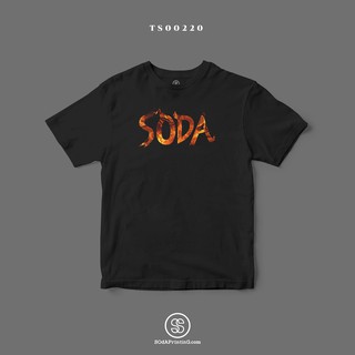 เสื้อยืด พิมพ์ลาย SODA ไฟลุก สีดำ  (TS00220) #SOdAtee #SOdAPrintinG