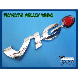 TOYOTA HILUX VIGO "CHROME" LOGO BADGE EMBLEM size 18x3 cm.  // โลโก้ สติ๊กเกอร์ ข้อความ VIGO สีโครเมี่ยม พร้อมกาวติด