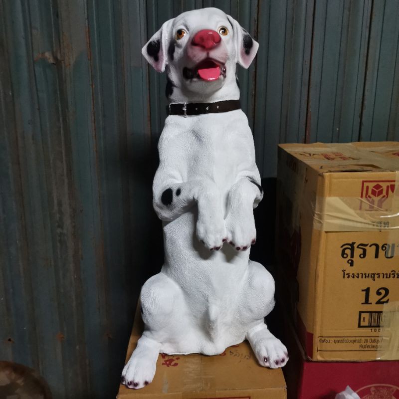 หมาเรซินลายจุด​ หมานั่ง ขนาดสูง52cm หมาตกแต่งสวน​ ทำมาจากเรซินน้ำหนักเบา
