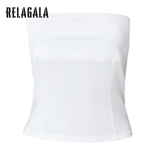 Relagala เสื้อท็อปส์ แขนกุด ทรงสลิม สีพื้น เซ็กซี่ แฟชั่นสําหรับผู้หญิง