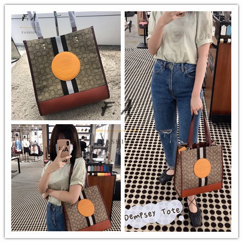 F.A (ของแท้ 100%) COACH 1917 Dempsey series tote bag ladies shoulder messenger bag fashion women bag