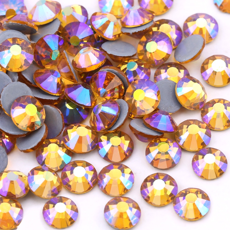 หินคริสตัล พลอยเทียม สีทอง 4 รู สําหรับเย็บตกแต่งเสื้อผ้า Diy