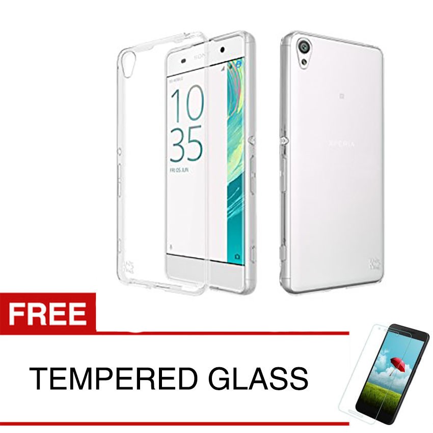 เคสสําหรับ Sony Xperia XA / F3111 - 5.0 นิ้ว - ใส + ฟรีกระจกนิรภัย - เคสนิ่มบางเฉียบ
