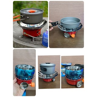 WINDPROOF CAMPING STOVE เตาแก๊สปิคนิคพร้อมที่กันลม เดินป่า/แคมป์ปิ้ง กันลม กันฝน ได้ แถม ซองใส่เตาแก๊ส 1 ใบ