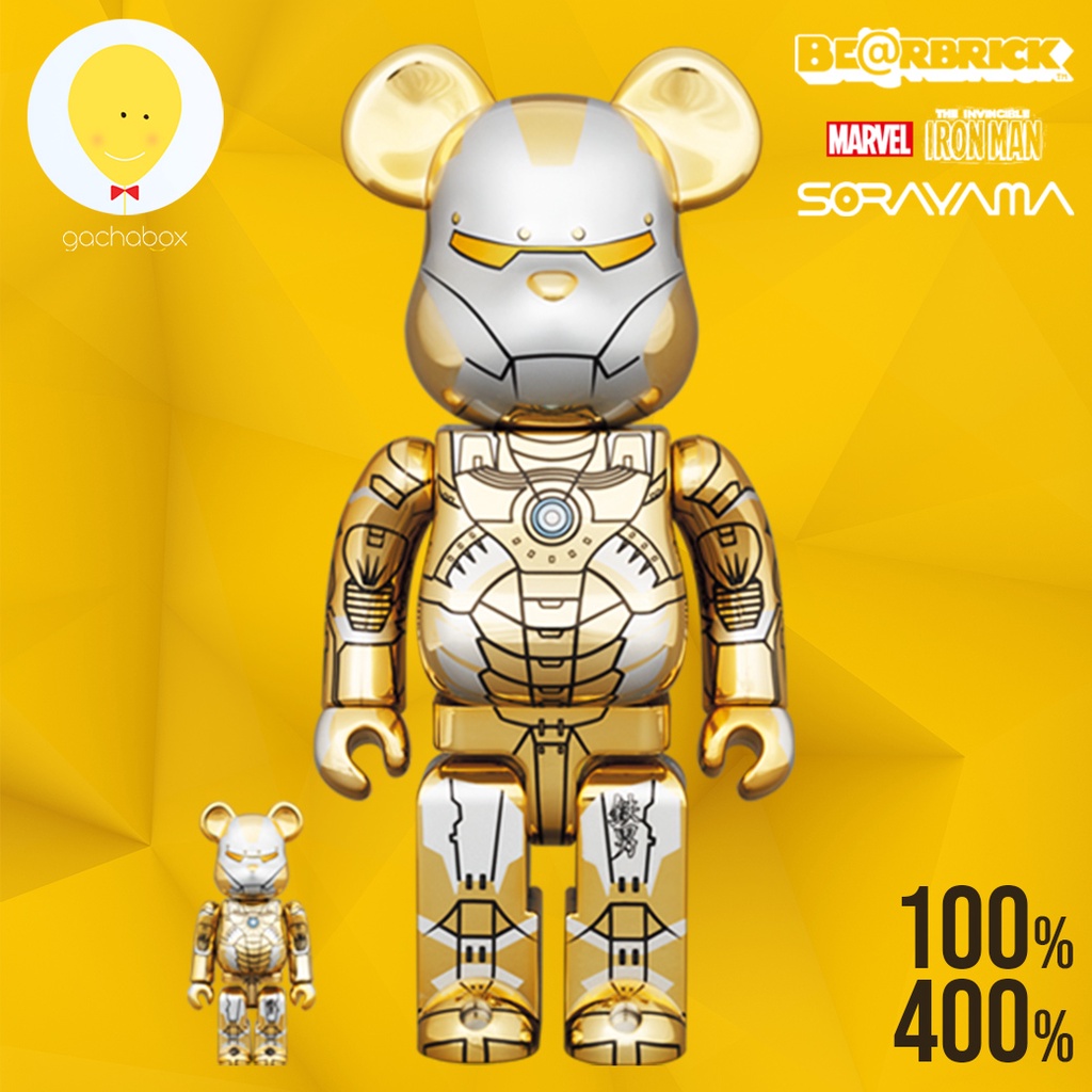 gachabox Bearbrick SORAYAMA Iron Man Reverse version 100%+400% - แบร์บริค พร้อมส่ง Be@rbrick ฟิกเกอร์ Medicom Toy
