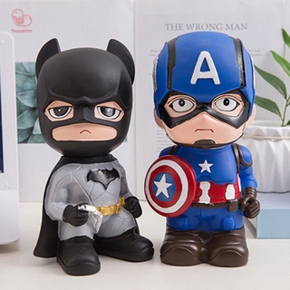 【สินค้ามีจำหน่าย】 Marvel Cartoon Spiderman Batman Iron Man Captain America Action Figure Piggy Banks Coin Bank Christmas Toy HT