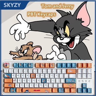 129 คีย์ Tom and Jerry keycaps Cherry Profile การ์ตูนอะนิเมะ PBT Dye Sub คีย์บอร์ดชุดปุ่มกด Keycap