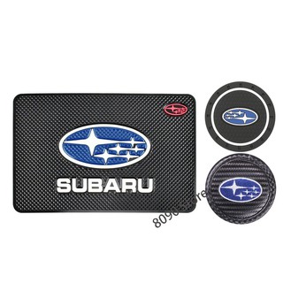 แผ่นรองแก้วน้ํา PVC คาร์บอนไฟเบอร์ กันลื่น สําหรับ Subaru Outback Legacy STI WRX