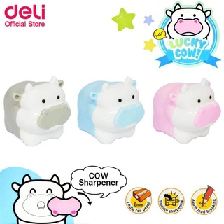 กบเหลาดินสอ Deli 68654 1-hole Sharpener กบเหลาดินสอรูปวัว สุดน่ารัก กบเหลาดินสอ 1 รู คละสี  (1ชิ้น) พร้อมส่ง
