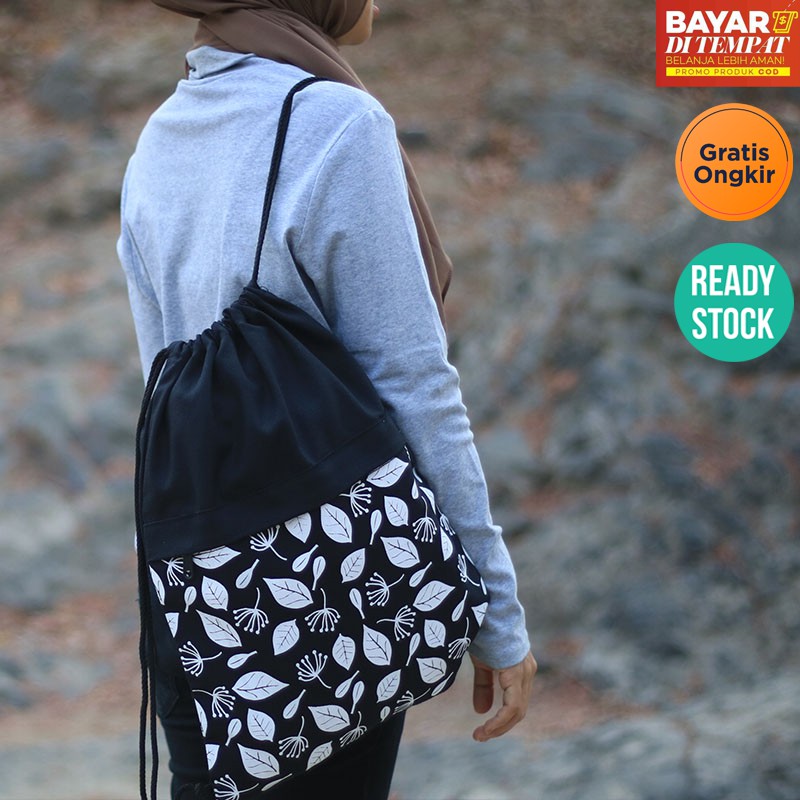 Womens Drawstring Backpack Multifunction Stylish Backpack String bag Canvas SPNB Code BOTANICAL