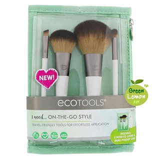 EcoTools On The Go Style Brush Set 4 Piece Set &amp; Dual Pocket Case เซตแปรงแต่งหน้า พร้อมกระเป๋า แปรงแต่งหน้า