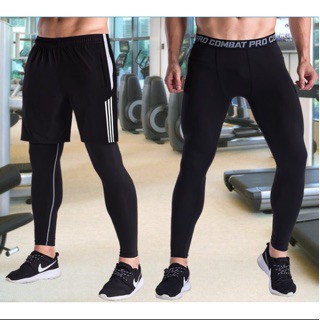 COMBAT PRO MENS SPORTS THERMAL PANTS, กางเกงออกกําลังกายสําหรับผู้ชายสีดํายาว