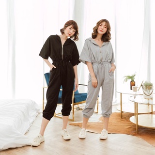 ใส่สบายมาก💖💖 จั๊มสูท เอี๊ยม มีฮู้ด ผ้านิ่ม DUO hoodie Jumpsuits