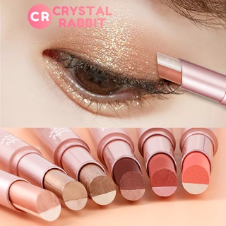 CRYSTAL RABBIT ไล่โทนสีสองสีขี้เกียจอายแชโดว์ติดกันน้ำง่ายต่อการสวมใส่อายแชโดว์ยาวนานกลิตเตอร์ตาแต่งหน้าความงามเครื่องสำอาง