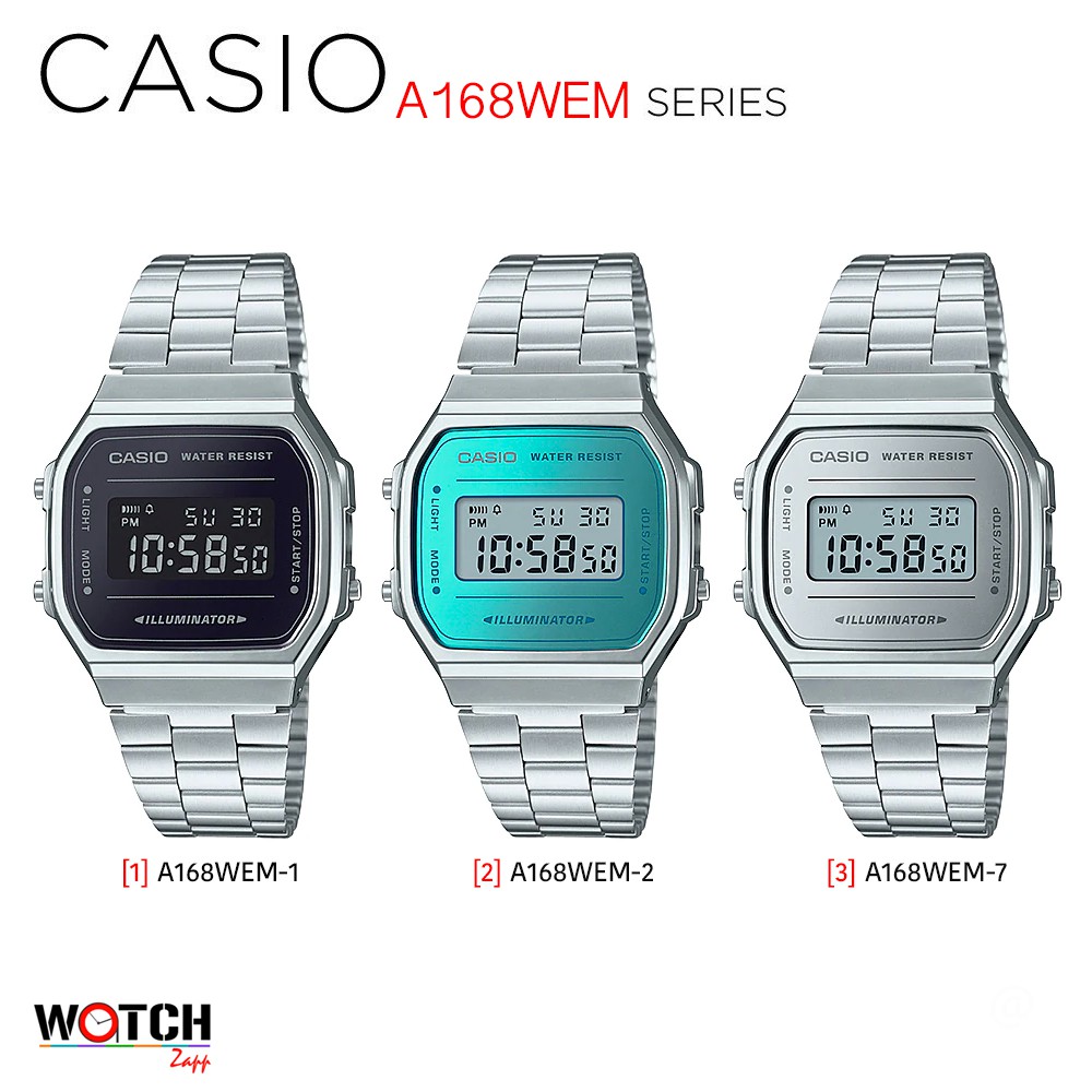 นาฬิกา CASIO Standard นาฬิกาข้อมือ สายสแตนเลส รุ่น A168WEM