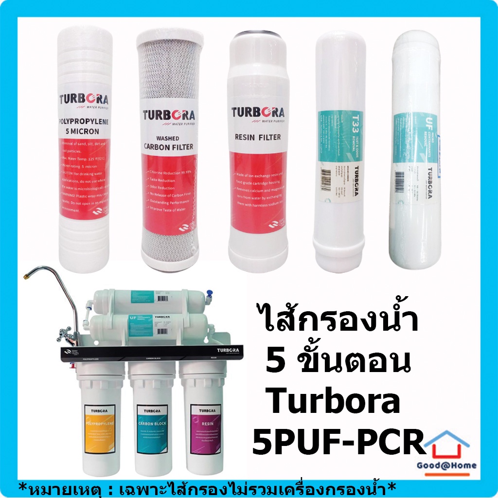 ***ชุดรวม ไส้กรอง Turbora 5 ขั้นตอน สำหรับเครื่อง Turbora 5PUF-PCR Water Filter Water Purifier ไส้กรองน้ำ เครื่องกรองน้ำ