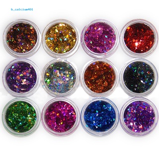 Farfi  12 Colors Nail Art 3D Rhombus Glitter Shape Sequins Powder Nails Tip Decoration