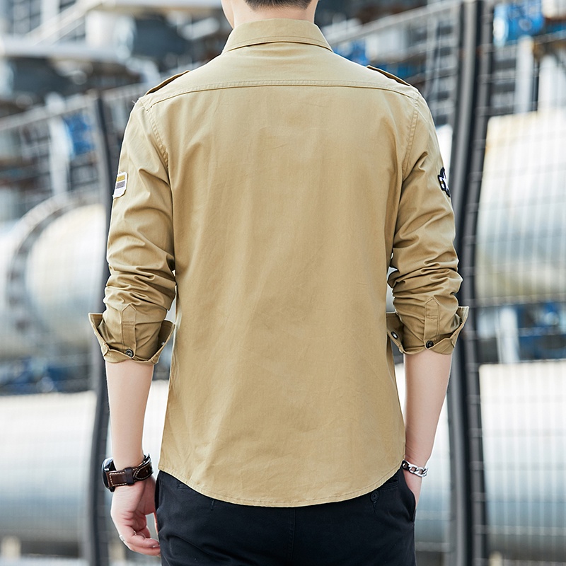 เสื้อเชิ้ตแขนยาวลําลอง สีขาว สีดํา สีน้ําเงินเข้ม สีกากี สําหรับผู้ชาย ไซซ์ M – 5 Xl ราคา ถูกที่สุด ดีลบีเคเค แกลเลอรีภาพที่ 4