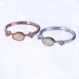 แหวนพลอย Australian Opal / White topaz รหัส R367 #minimring