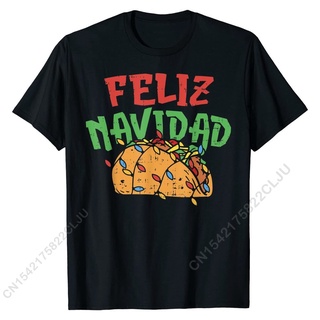 [COD]เสื้อยืด ผ้าฝ้าย พิมพ์ลาย Feliz Navidad Mexican Christmas Taco Food Xmas สําหรับผู้ชายS-5XL