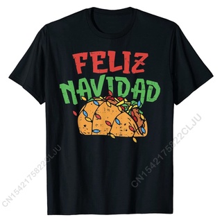 [COD]เสื้อยืด ผ้าฝ้าย พิมพ์ลาย Feliz Navidad Mexican Christmas Taco Food Xmas สําหรับผู้ชายS-5XL