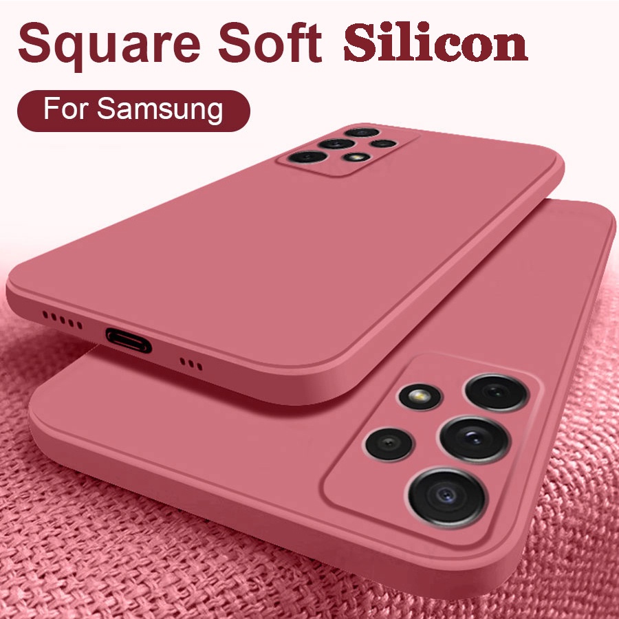 ซิลิโคนเคลือบด้านกันกระแทกขอบตรงเคสโทรศัพท์สำหรับ Samsung Galaxy S24 Ultra S23 FE S22 Plus Note 20 Ultra 10 Plus S21 S20 Fe ป้องกันลายนิ้วมือป้องกันรอยขีดข่วนพร้อมฝาครอบเลนส์