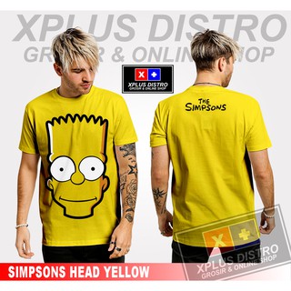 [100% Cotton] เสื้อยืดลายการ์ตูนอนิเมะ DISTRO / SIMPSONS HEAD สีเหลือง