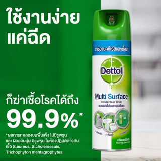 Dettol เดทตอล อิสอินเฟคแทนท์ สเปรย์ กลิ่นมอร์นิ่งดิว 450 มล. สเปรย์ฆ่าเชื้อโรคสำหรับพื้นผิว