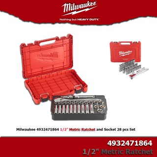 Milwaukee 4932471864 1/2" Metric Ratchet and Socket 28 pcs Set