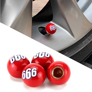 ราคาต่อ 4 ชิ้น จุกลม จุ๊บลม ฝาปิดที่เติมลม 666 ใส่ รถยนต์ มอเตอร์ไซค์ Tire Valve Stem Caps (666 Red Ball), Universal 666