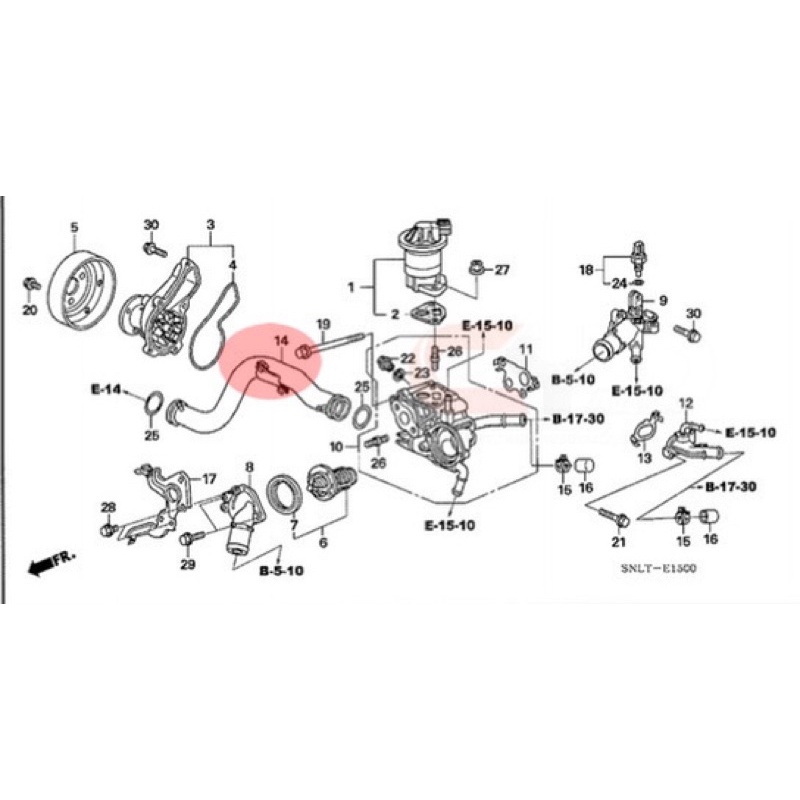 ท่อน้ำข้างเครื่อง ท่อระบายความร้อน เข้าวาล์วน้ำปั้มน้ำ HONDA CIVIC FD 06-09 FC 1.8 & ACCORD08 2.0 & CRV 07 2.0 HRVของแท้ - รูปที่ 2
