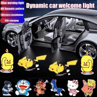 Lampu led logo /pintu mobil laser Pikachu Kartun /dinamis projektor USB wireless otomatis car welcome door Lampu