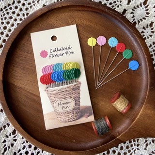 ☑️เข็มหมุดหัวดอกไม้ Japan ทนความร้อน!! Celluloid Flower Pin Cellulose-Head Pins [พร้อมส่งในไทย]