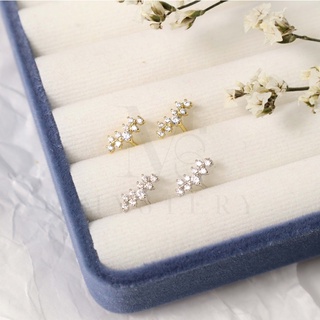 Flower Diamond - earring 925 sterling best quality ต่างหูเงินแท้