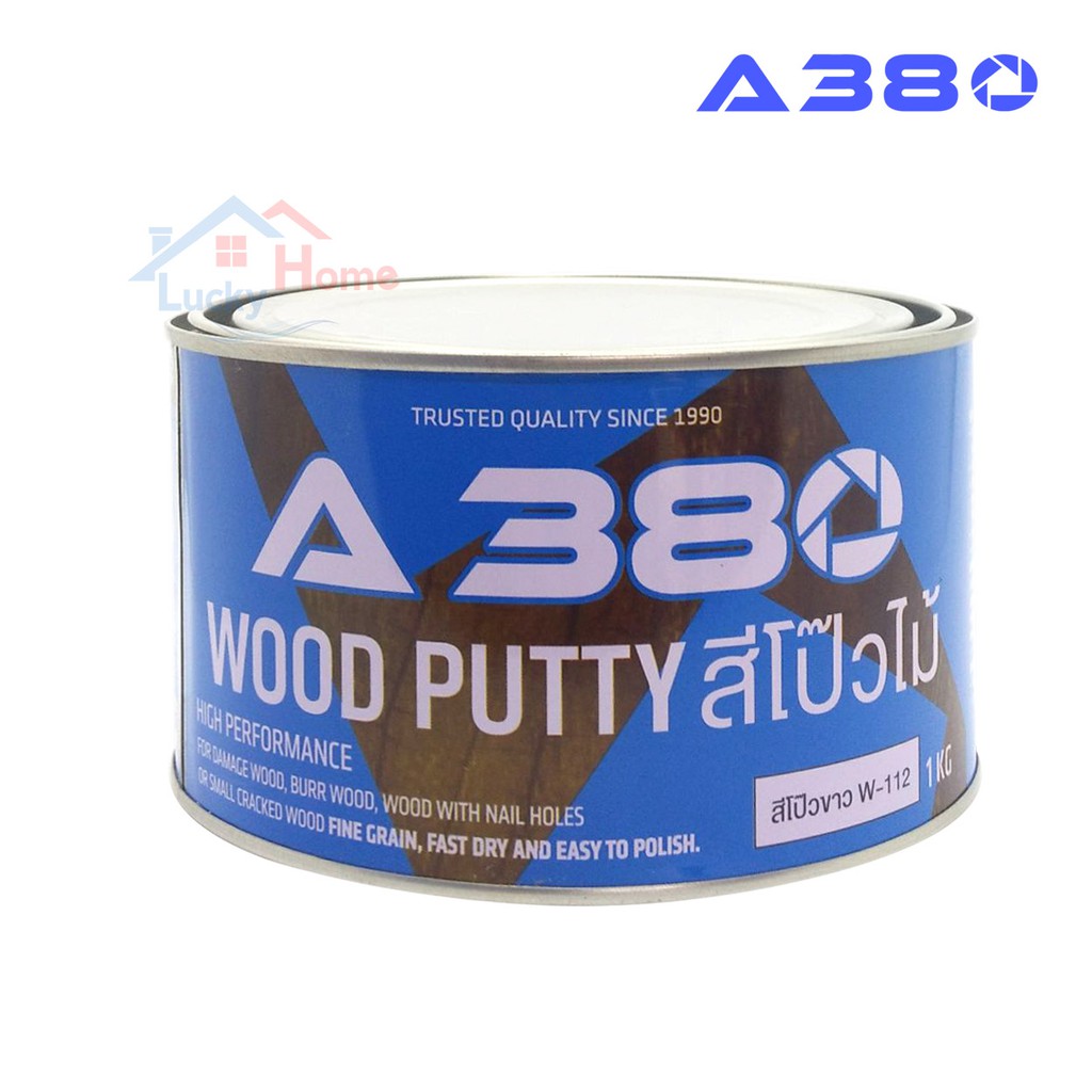 +สีโป๊วไม้ A380 สีขาว W-112 ปริมาณ 1กิโลกรัม เนื้อสีเยอะ ยุบตัวน้อย การยึดเกาะเป็นเลิศ ยืดหยุ่นได้ดี