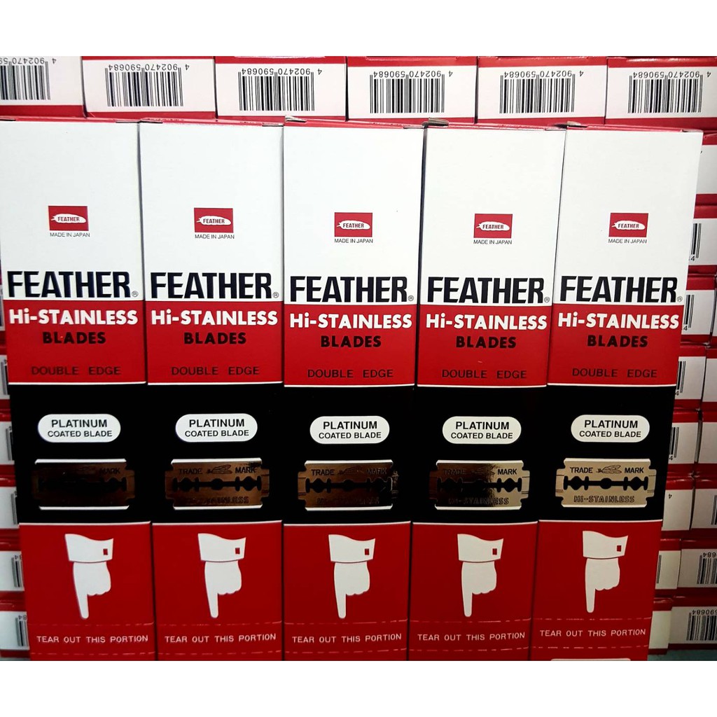 ใบมีดโกนสแตนเลสตราขนนก (FEATHER) ของแท้