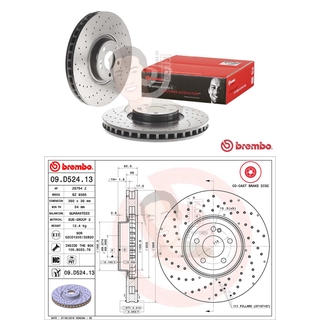 D09 D524 13 จานเบรค ล้อ F (ยี่ห้อ BREMBO) รุ่น HC/PVT Benz C43 W205 W213 X253 C253 C257 ปี2016-2018***ราคาต่อข้าง