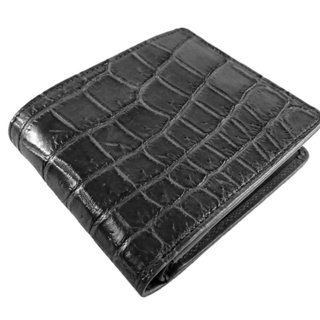 Genuine crocodile wallet bifold card slot blackกระเป๋าสตางค์จระเข้